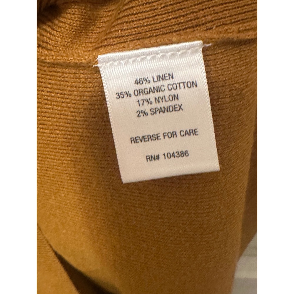 Garnet Hill Mustard Yellow Linen Organic Cotton Knit Sleeveless Midi Dress M - Picture 3 of 4